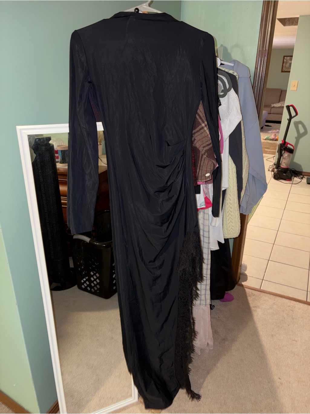 Black Lace-Trim High-Slit Maxi Dress - Women — image 5 of 5